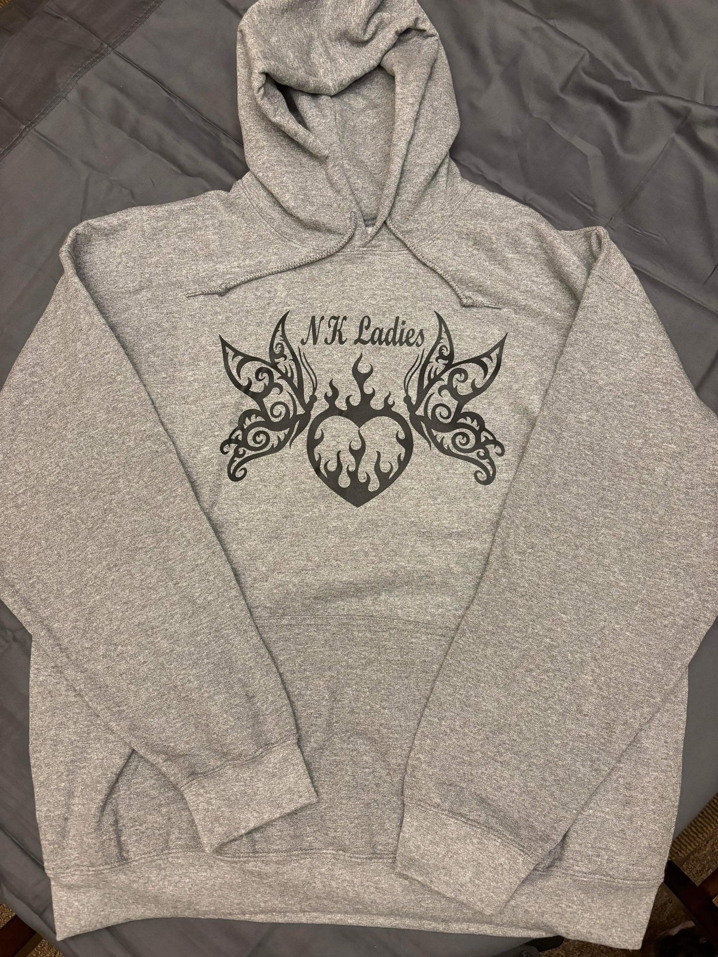 NKL Ladies Hoodie Butterflies/Heart - Sport Gray