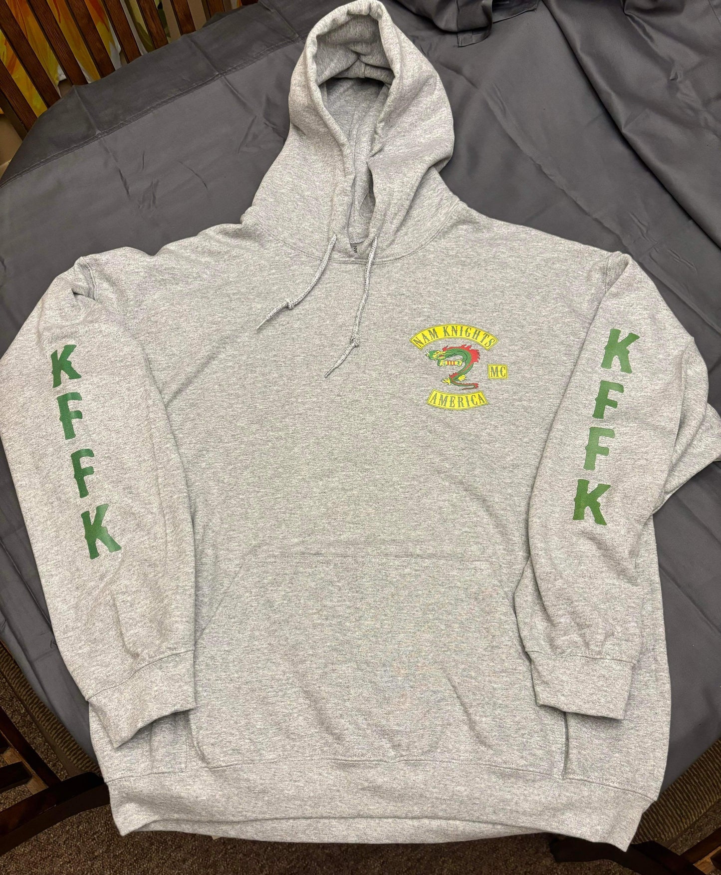 NK Ribbon - Hoodie with KFFK Sleeves- Gray